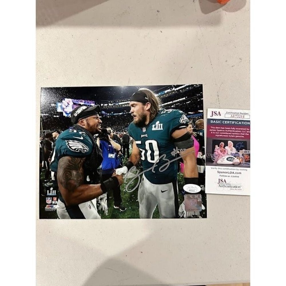 Bryan Braman signed autographed Philadelphia Eagles SBLII 8x10 Photo JSA